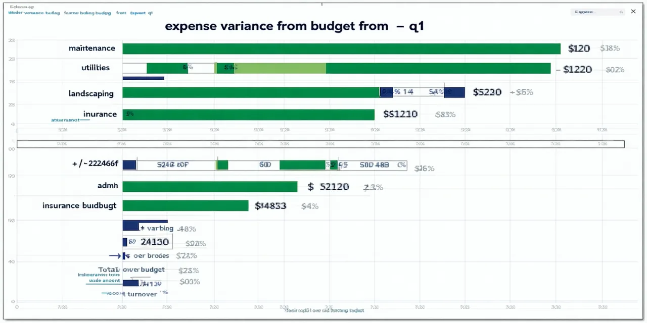Expense Optimization waterfall chart showing variance from budget by expense category across a multifamily portfolio